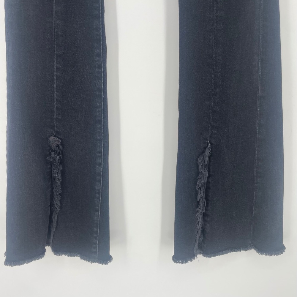 7 For All Mankind Luxe Vintage High Rise Flare Jeans Black Raw Hem Size 25 - Picture 4 of 11